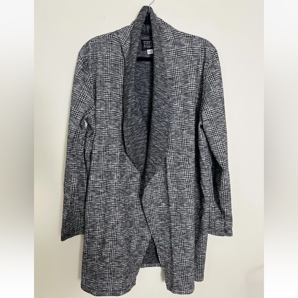 Simply Styled by Sears Women Gray Glen Plaid Open Cardigan Sweater XL Outerwear